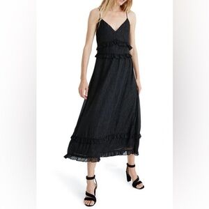 NWT Madewell Black Shimmer Ruffle Cami Dress 12